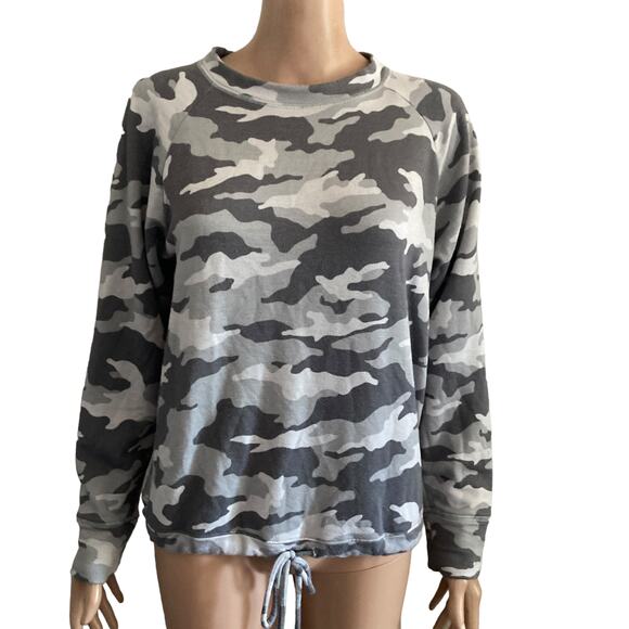 Gap Sweatshirt Womens Medium Camo Gray White Tie Front Pullover - Picture 10 of 10